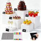 6 Pcs White Acrylic Food Display Stands in white