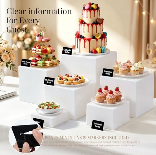 6 Pcs White Acrylic Food Display Stands in white, alternate view 2