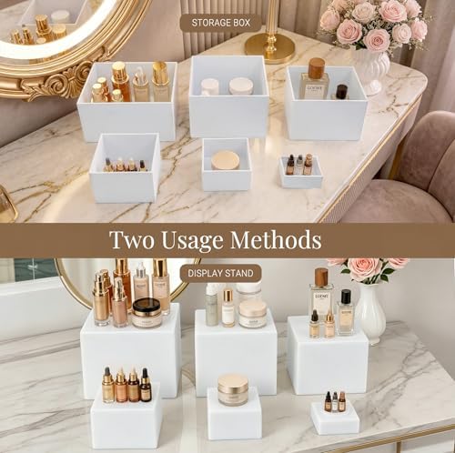 6 Pcs White Acrylic Food Display Stands in white, alternate view 7