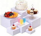 6 Pcs White Buffet Risers and Stands, Food Risers for Buffet Table, Display Stand Shelf for Party, Catering