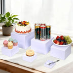 6 Pcs White Buffet Risers and Stands, Food Risers for Buffet Table, Display Stand Shelf for Party, Catering, alternate view 2