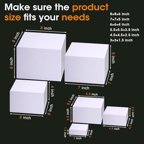 6 Pcs White Buffet Risers and Stands, Food Risers for Buffet Table, Display Stand Shelf for Party, Catering, alternate view 3
