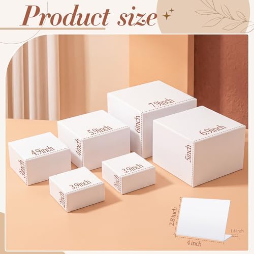 6 Pcs White Buffet Risers and Stands with Mini Table Sign and Maker in White, alternate view 3