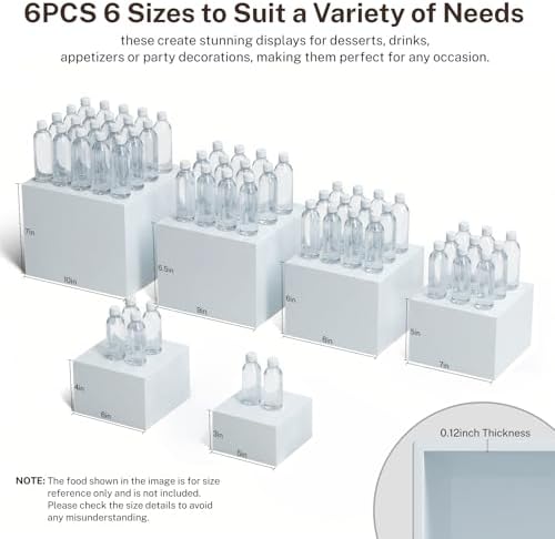 6 Pcs White Buffet Risers, Food Risers Display Stands for Buffet Table Party Catering Dessert Jewelry, alternate view 2