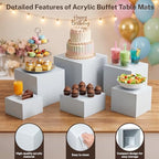 6 Pcs White Buffet Risers, Food Risers Display Stands for Buffet Table Party Catering Dessert Jewelry, alternate view 3