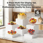 6 Pcs White Buffet Risers, Nesting Display Cubes for Food Display Stand in Clear, alternate view 2