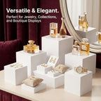 6 Pcs White Buffet Risers, Nesting Display Cubes for Food Display Stand in Clear, alternate view 3