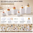 6 Pcs White Buffet Risers, Nesting Display Cubes for Food Display Stand in Clear, alternate view 4