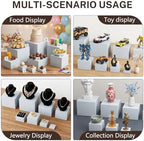 6 Pcs White Buffet Risers with Mini Sign and Marker, Food Risers Display Stands for Buffet Table Party Catering, alternate