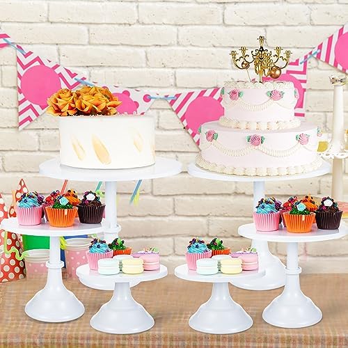 6 Pcs White Cake Stand Sets for Dessert Table Display 8/10/12 Inch Metal Cake Stands Round Cupcake Holder for, alternate view