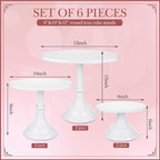 6 Pcs White Cake Stand Sets for Dessert Table Display 8/10/12 Inch Metal Cake Stands Round Cupcake Holder for, alternate view