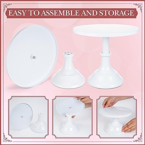 6 Pcs White Cake Stand Sets for Dessert Table Display 8/10/12 Inch Metal Cake Stands Round Cupcake Holder for, alternate view