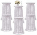 6 Pcs White Cocktail Table Covers with Lace Skirts 32 x 43 Inch in 32 x 43 Inch