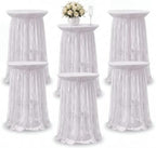 6 Pcs White Cocktail Table Covers with Lace Skirts 32 x 43 Inch in 32 x 43 Inch