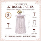 6 Pcs White Cocktail Table Covers with Lace Skirts 32 x 43 Inch in 32 x 43 Inch, alternate view 3