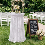 6 Pcs White Cocktail Table Covers with Lace Skirts 32 x 43 Inch in 32 x 43 Inch, alternate view 6