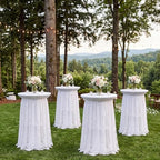 6 Pcs White Cocktail Table Covers with Lace Skirts 32 x 43 Inch in 32 x 43 Inch, alternate view 7