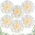 6 Pcs White Giant Paper Flowers Decorations 12" Large Tissue Artificial Crepe Paper Flowers for Party Wedding