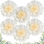 6 Pcs White Giant Paper Flowers Decorations 12" Large Tissue Artificial Crepe Paper Flowers for Party Wedding