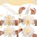 6 Pcs White Giant Paper Flowers Decorations 12" Large Tissue Artificial Crepe Paper Flowers for Party Wedding, alternate view