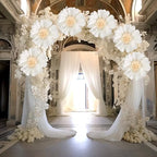 6 Pcs White Giant Paper Flowers Decorations 12" Large Tissue Artificial Crepe Paper Flowers for Party Wedding, alternate view
