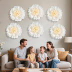 6 Pcs White Giant Paper Flowers Decorations 12" Large Tissue Artificial Crepe Paper Flowers for Party Wedding, alternate view