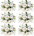 6 PCS White Roses Flower Balls for Centerpieces in White