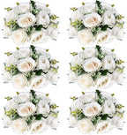 6 PCS White Roses Flower Balls for Centerpieces in White