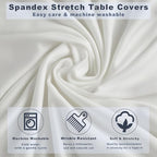 6 Pcs White Spandex Stretch Round Cocktail Table Skirt, 32x43 Inch High Top Table Covers, Fitted Table Cloths, alternate view