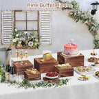 6 PCS Wooden Buffet Risers, Wood Display Risers for Food, Wooden Square Risers Display Stands, Food Risers for, alternate
