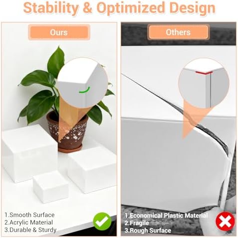 6 Piece Buffet Risers Display Stand for Party, White Acrylic Cube Food Riser with Hollow Bottom, Cupcake Dessert, alternate