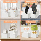6 Piece Buffet Risers Display Stand for Party, White Acrylic Cube Food Riser with Hollow Bottom, Cupcake Dessert, alternate