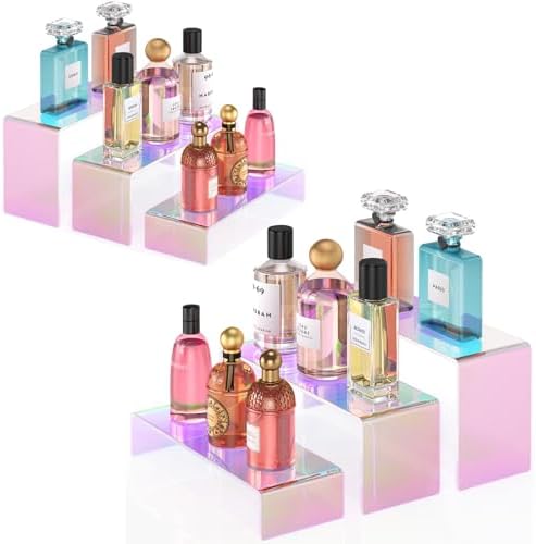 6-Piece Iridescent Acrylic Display Risers for Jewelry and Desserts