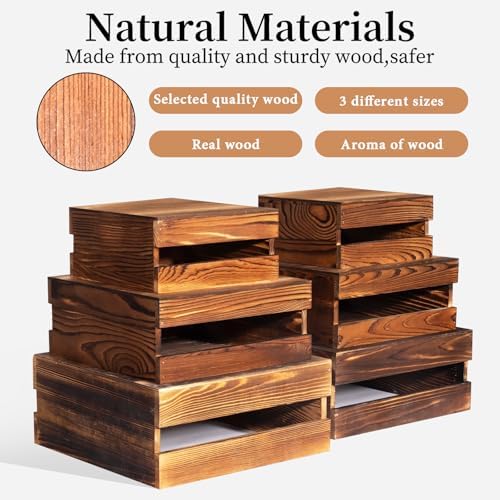 6-Piece Rustic Wood Buffet Risers with Mini Signs for Dessert Table in Rustic Wood, alternate view 6