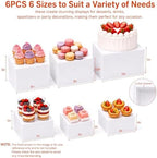 6-Piece White Acrylic Buffet Risers with Signs for Dessert Table in White, alternate view 3