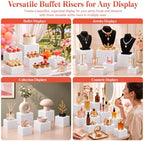 6-Piece White Acrylic Buffet Risers with Signs for Dessert Table in White, alternate view 4