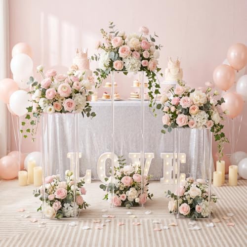 6 Pieces Acrylic Wedding Centerpieces Flower Stand, 12,16,20 Inch in Transparent, alternate view 2