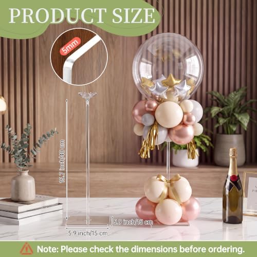 6 Pieces Clear Acrylic Balloon Stand Set 15.7 Inches Height Balloon Centerpieces Stand with 6 Water Bags for, alternate view