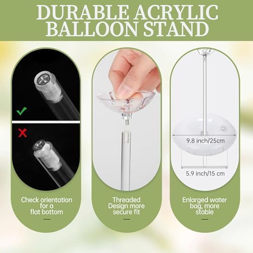 6 Pieces Clear Acrylic Balloon Stand Set 15.7 Inches Height Balloon Centerpieces Stand with 6 Water Bags for, alternate view