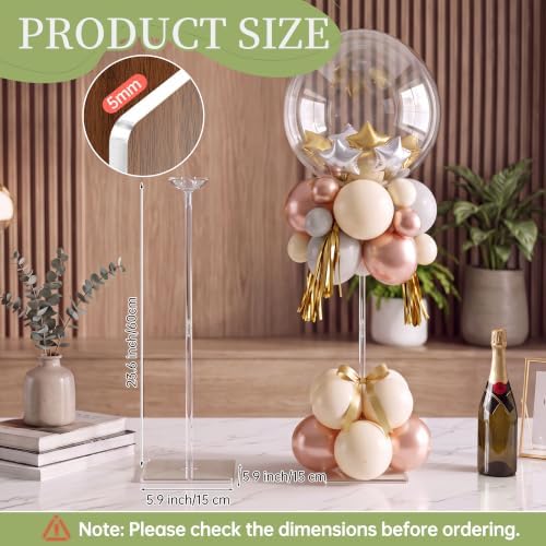 6 Pieces Clear Acrylic Balloon Stand Set 23.6 Inches Height Balloon Centerpieces Stand with 6 Water Bags for, alternate view
