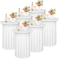6 Pieces Cocktail Table Skirt Round Cocktail Table Covers 32 x 43 Inch Spandex Stretch High Top Table Cloth for
