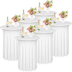 6 Pieces Cocktail Table Skirt Round Cocktail Table Covers 32 x 43 Inch Spandex Stretch High Top Table Cloth for