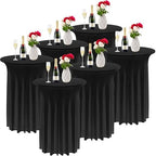 6 Pieces Cocktail Table Skirt Round Cocktail Table Covers 32 x 43 Inch Spandex Stretch High Top Table Cloth for