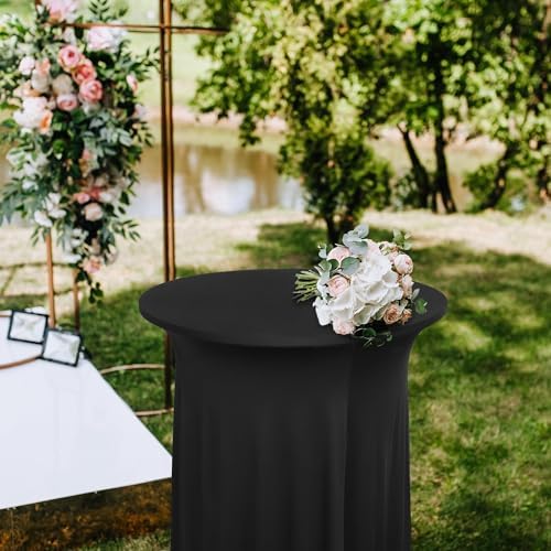 6 Pieces Cocktail Table Skirt Round Cocktail Table Covers 32 x 43 Inch Spandex Stretch High Top Table Cloth for, alternate