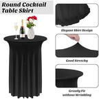 6 Pieces Cocktail Table Skirt Round Cocktail Table Covers 32 x 43 Inch Spandex Stretch High Top Table Cloth for, alternate
