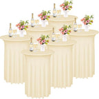 6 Pieces Cocktail Table Skirt Round Cocktail Table Covers 32 x 43 Inch Spandex Stretch High Top Table Cloth for