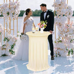 6 Pieces Cocktail Table Skirt Round Cocktail Table Covers 32 x 43 Inch Spandex Stretch High Top Table Cloth for, alternate