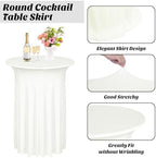 6 Pieces Cocktail Table Skirt Round Cocktail Table Covers 32 x 43 Inch Spandex Stretch High Top Table Cloth for, alternate