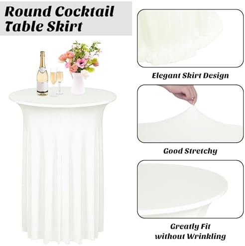6 Pieces Cocktail Table Skirt Round Cocktail Table Covers 32 x 43 Inch Spandex Stretch High Top Table Cloth for, alternate