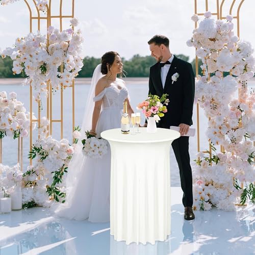 6 Pieces Cocktail Table Skirt Round Cocktail Table Covers 32 x 43 Inch Spandex Stretch High Top Table Cloth for, alternate